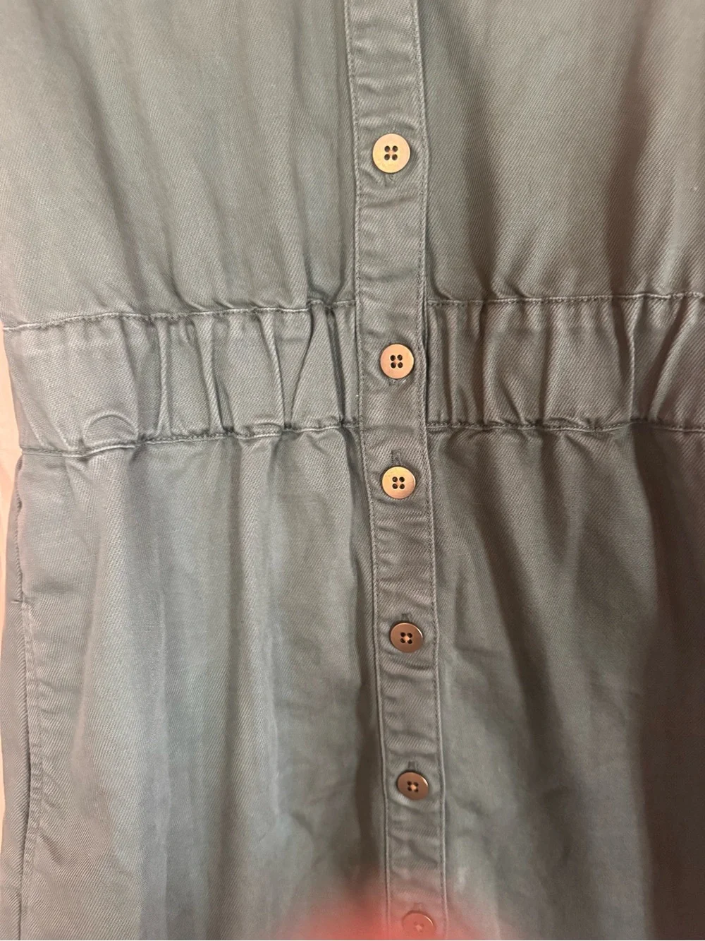 J. Crew Washed Olive Green Denim Short Sleeve Button-Front Mini Dress